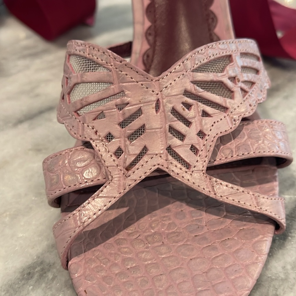 Women's Heels with Ribbon Accent, gold heel - Picture 4 of 14